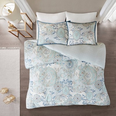 Madison Park 3pc Lian Cotton Floral Printed Reversible Duvet Cover Set