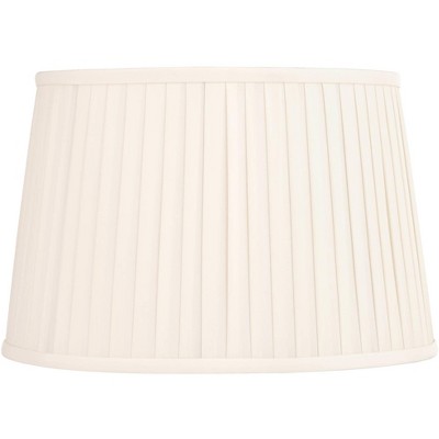 Springcrest Mapo 14" Top x 17" Bottom x 11" High x 11" Slant Lamp Shade Replacement Large Cream Drum Traditional Fabric Softback Washer Harp Finial