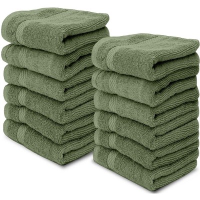 White Classic Luxury 100% Cotton Washcloths Set of 12 - 13x13"