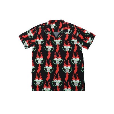 Samurai Jack Repeat Aku Short Sleeve Black Adult Button-Down Shirt