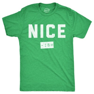 Mens Nice Ish T Shirt Funny Xmas Party Santas List Joke Tee for Guys - Crazy Dog Men's T Shirt Gift For Christmas