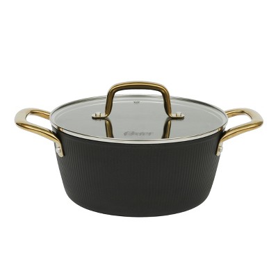 Oster Abbottsford Nonstick Aluminum Dutch Oven with Glass Lid in Black