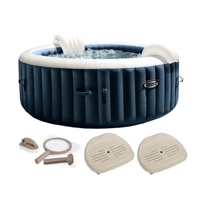 Intex PureSpa Plus 4 or 6 Person Portable Inflatable Round Hot Tub Spa with Soothing Bubble Jets and Built In Heater Pump