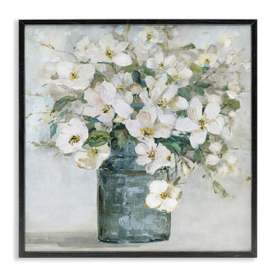 Stupell Industries White Geranium Bouquet Blossoming Flower Arrangement Vase, 12" x 12"