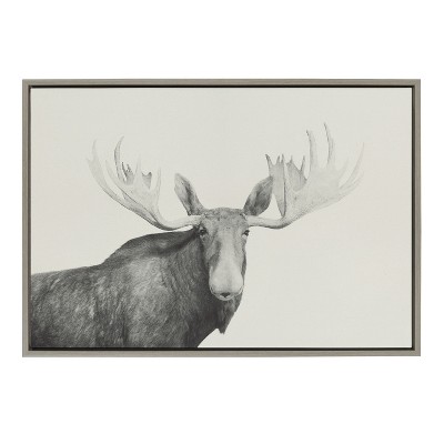 Kate and Laurel Sylvie Moose 2 crop BW Framed Canvas by Emiko and Mark Franzen of F2Images