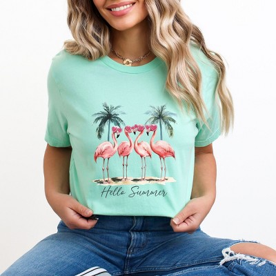 Simply Sage Market Hello Summer Flamingos Short Sleeve Tee