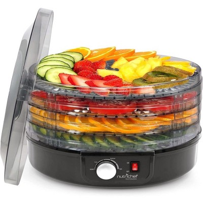 NutriChef Electric Countertop Food Dehydrator - Multi-Tier Food Preserver with 5 Stackable Trays - PKFD14BK