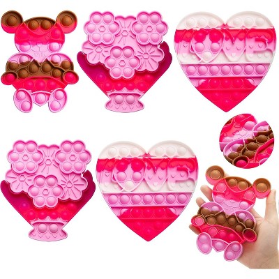 Joyfy 6 Pcs Valentines Day Pop Fidget Toys with Alphabet Letters, Heart Shape Stress Relief for Kids Valentine Party Favors, Classroom Exchange Gift