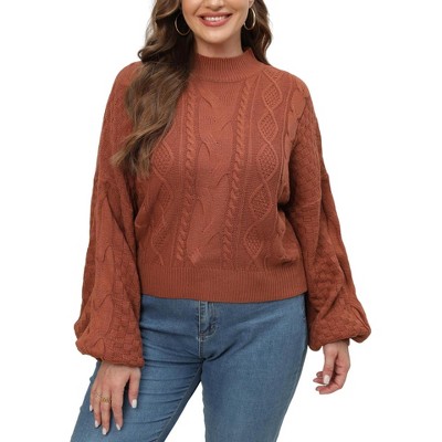 Plus Size Women's Cable Knit Sweater 2025 - Oversized Chunky Knit Crewneck Pullover Long Sleeve Cozy Fall Winter Sweater