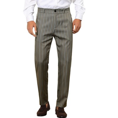 Lars Amadeus Men's Regular Fit Flat Front Contrast Color Striped Dress Trousers