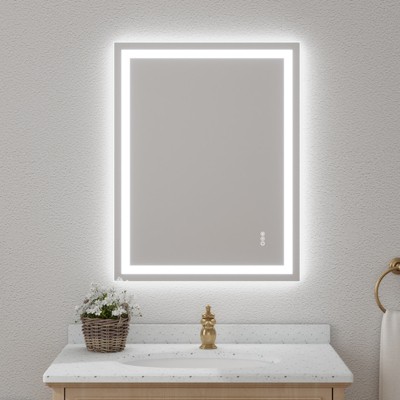 28x36inFrameless Tempered MirrorDual LED Light StripsFront and Back Lighting
