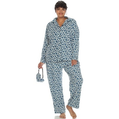 Women's Plus Size Three-Piece Pajama Set Pink Cheetah 4X - White Mark