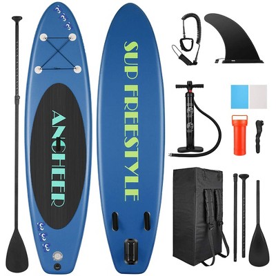 Ancheer iSUP Inflatable Stand Up Paddle Board with Carry Bag, Floating Paddle, Coil Leash, and Repair Kit with 265 Pound Capacity, Navy Blue