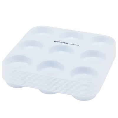 Creative Mark Plastic Muffin Paint Tray Palette - Pack of 12, Durable, Reusable, Solvent-Resistant, with Oversized Paint Wells For Students, Artists,