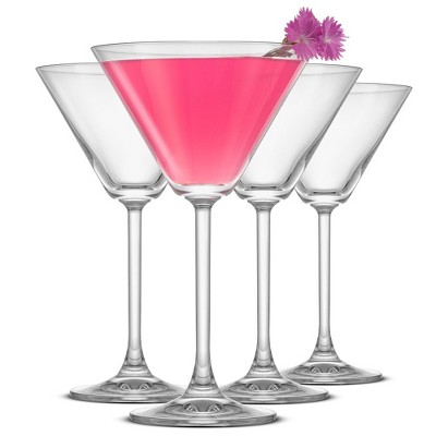 JoyJolt Olivia Crystal Martini Glasses - Set of 4 Tall Elegant Cocktail Glasses - 9.2 oz