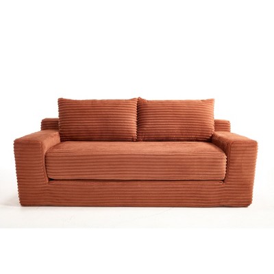 Mocamel Loveseat Sofa Bed Memory Foam Steel Frame No Assembly Corduroy Compact Couch Small Spaces Bedroom