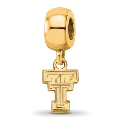 Black Bow Jewelry 14k Yellow Gold Plated Sterling Silver Texas Tech Red Raiders NCAA Bead Charm