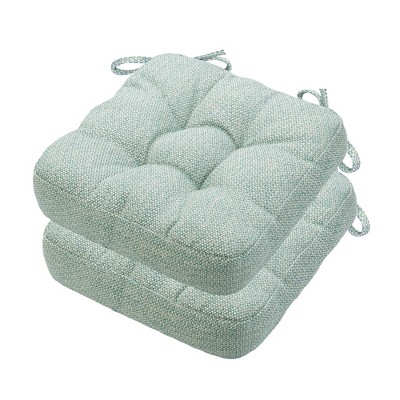 ChicFurnit 2PCS Seat Cushion Square Size Premium Soft Cotton Filling Non Slip Design Comfortable Durable for Living Room, Green, 17.8"*17.8"*4.4"