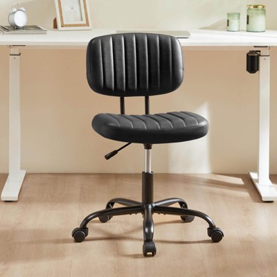 FONTOI Task and Office Chairs, Office Chair with Cross-Leg and Adjustable Height, Armless Swivel for Home Office, Black, 18.5"*33.8"*27.1"
