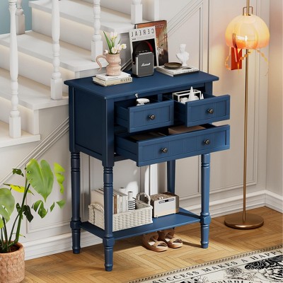 KTMBDW Console Table with Drawers, Narrow Wood Accent Sofa Table Entryway Table with Storage Shelf for Entryway, Hallway, Living Room