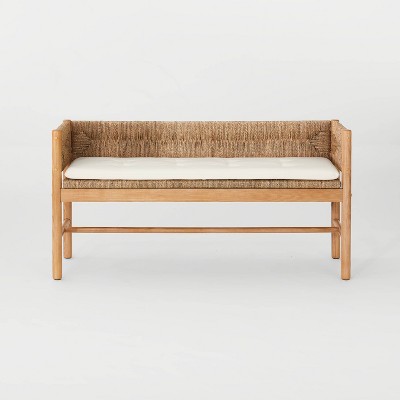 Elden Wood Bench with Woven Back and Loose Cushion Seat - Threshold™ designed with Studio McGee