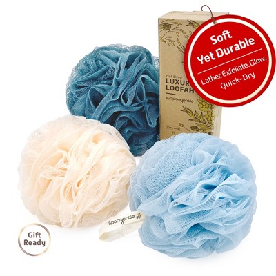Spongentle Loofah Bath Sponge, Exfoliating Scrubber for Bath & Shower, Ideal for Women & Men