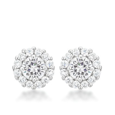 Slickblue Classic Rhodium Bridal Earrings, 2.52 Ct. CZ, 10mm, Butterfly Back, Women's Jewelry, 9 Color Options