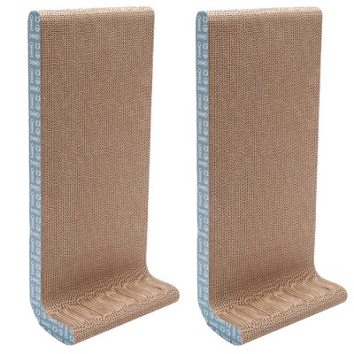Wall-Mounted Corrugated Cat Scratcher with Catnip, 2-Pack