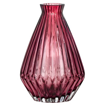 Slickblue Decorative Vintage Red/Blue Glass Vase with Fluted Design in Diamond or Rhombus Shape