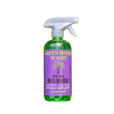 Green Home Wash Bye-Bye Bed Bugs Non-Toxic Plant-Based Bed Bug Repellent Lavender Mint 16oz: Natural Mite Deterrent, Safe for Pets