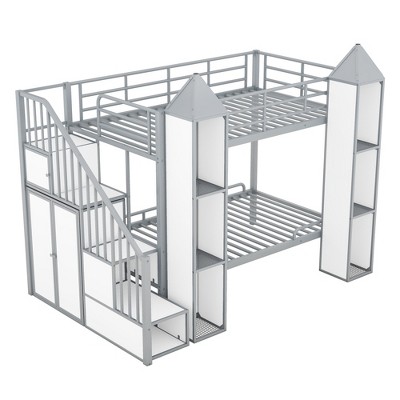 TiramisuBest Black Full XL Over Queen Metal Bunk Bed with Ladder and Slats Support - Ideal for Adults and Teens, Sturdy and Easy to Assemble