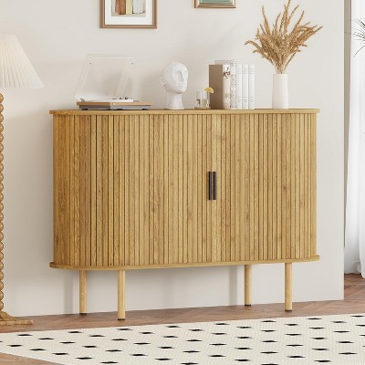 homfan 47" Mid-Century Modern Sideboard Buffet Cabinet Adjustable Shelves, Accent Storage Cabinet