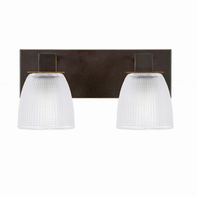 Toltec Lighting Apollo 2 - Light Vanity in  Dark Granite with 5" Clear Ribbed Shade