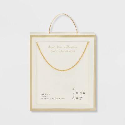14k Gold Plated Brass Twisted Singapore Chain Necklace - A New Day™ Gold: 19 Inch, Polished, Nickel-Free, Fashion Jewelry