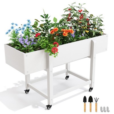 Arceso Raised Garden Bed with Wheels, HDPS Elevated Planter Box with Tools, Weather Resistant, Standing Growing Bed Herb Planter for Vegetable