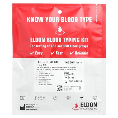 Dadamo Eldon Blood Typing Kit, 1 Easy Self-Testing Kit