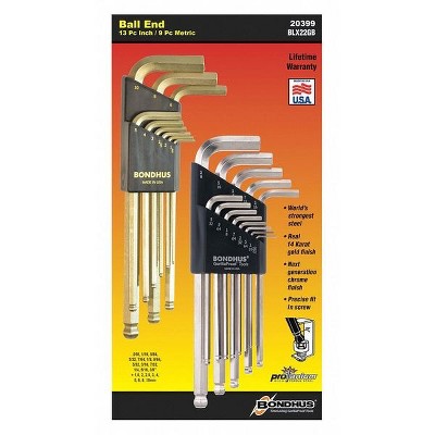 Bondhus  HexKeySt, L, 2 27/32 in to 6 23/32, 20399