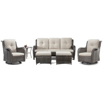 UPTIOT Polyethylene (PE) Wicker 5 - Person Seating Group with Cushions