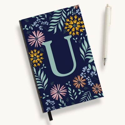 Personalization Mall Flowery Initial Personalized Journal Mint/Navy