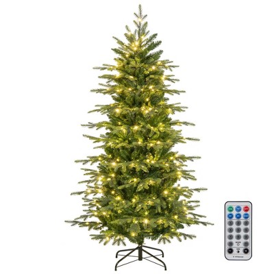 Costway 6/7.5/9 FT Artificial Christmas Tree with 714/1162/1770 Branch Tips 260/280/560 LED Lights 3 Timers Remote