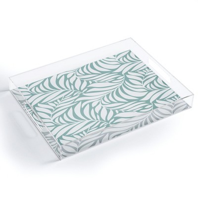 Heather Dutton Flowing Leaves Seafoam Acrylic Tray - Deny Designs