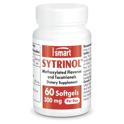 SuperSmart Sytrinol Supplement 300mg per Day (High Absorption) - Citrus Bioflavonoids & Tocotrienols  - Palm Fruit Extract | Gluten Free - 60 Softgels