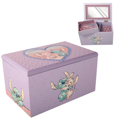 Disney Stitch & Angel Heart Jewelry Box With Removable Tray