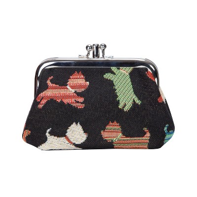 Signare USA Playful Puppy Black Frame Purse for Coins