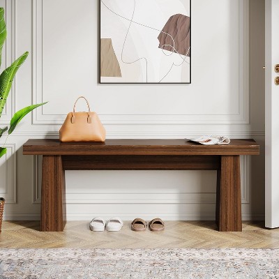 Tribesigns Wooden Entryway Bench, 47" Wood Dining Table Bench with Sturdy Frame for Kitchen Bedroom Living Room Hallway, Easy Assembly,