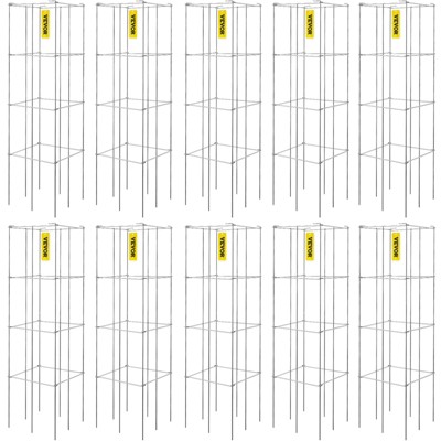 VEVOR Tomato Cages, 11.8\" x 11.8\" x 46.1\", 10 Packs Square Plant Support Cages, PVC-Coated Steel Tomato Towers, Silver