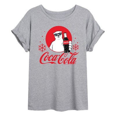 Women's - Coca-Cola - Polar Bear Circle With Snowflakes Oversized Graphic T-Shirt