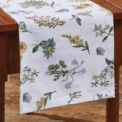 Park Designs Flower Market White Floral Table Runner 13" x 54"