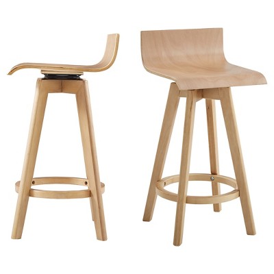 Set of 2 24" Tisha Mid Century Modern Swivel Wood Counter Height Barstool - Inspire Q