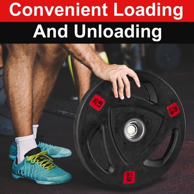 Cast Iron Weight Plates, 2-Inch Rubber Coated Weight Plates  In Pairs or Single for Strength Training,Weightlifting,Home Gym